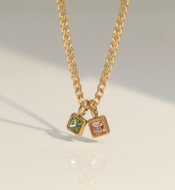 KAYA sieraden Necklace with Two Birthstones | Stainless Steel