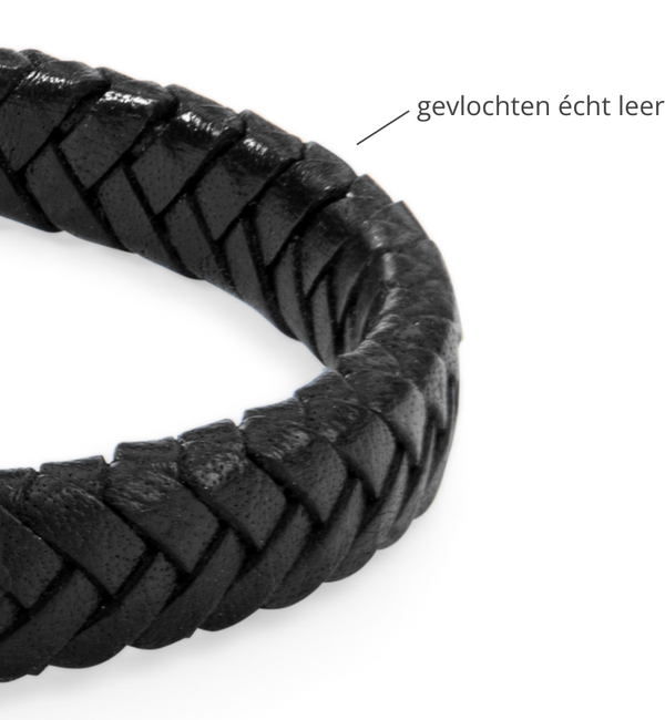 KAYA sieraden Gevlochten Jongens Armband Leer Heren met Vingerafdruk en Naam