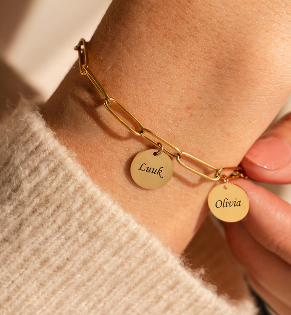 KAYA sieraden Link Bracelet with Names | Hearts | Customize Your Own | Stainless Steel  - Copy - Copy - Copy