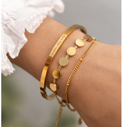 KAYA sieraden 3 Delige Armbandenset Gold & Bold