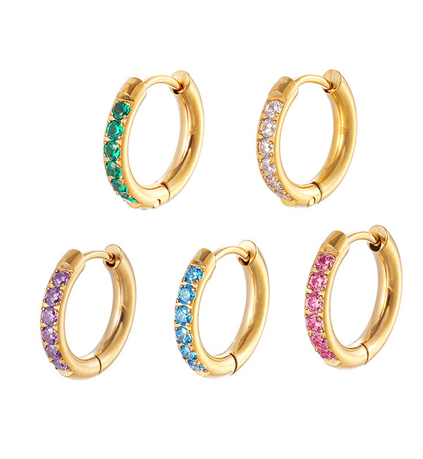 KAYA sieraden Geboortesteen Oorringen 12 mm | Stainless Steel