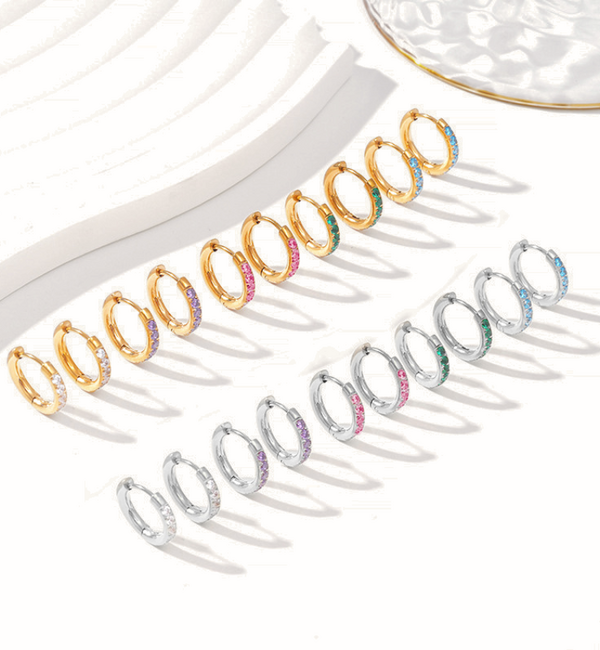 KAYA sieraden Earrings with stones 12mm | Stainless Steel   - Copy
