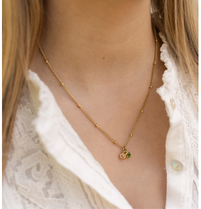 KAYA sieraden Ketting met twee ronde geboortesteentjes