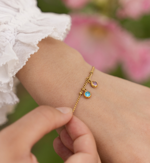 KAYA sieraden Armband Bolletjes met Ronde Geboortesteen  | Stainless Steel
