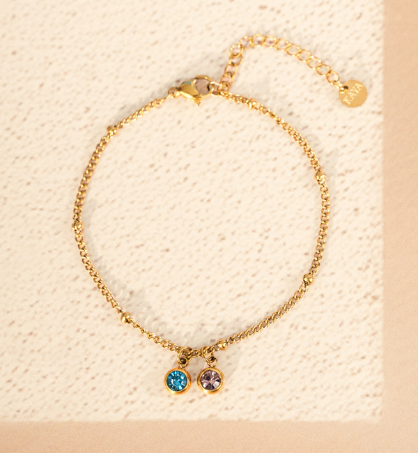 KAYA sieraden Armband Bolletjes met Ronde Geboortesteen  | Stainless Steel