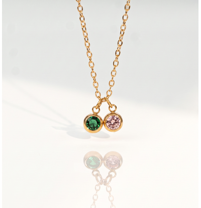 KAYA sieraden Ketting met twee ronde geboortesteentjes