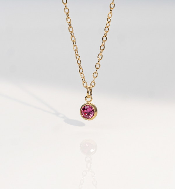 KAYA sieraden Ketting met een ronde geboortesteentjes  |  Stainless Steel