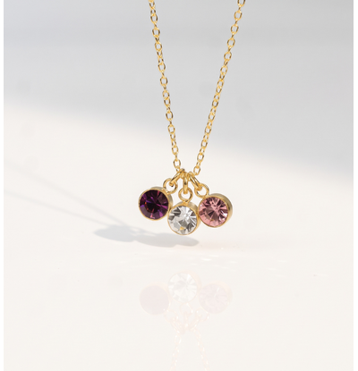 KAYA sieraden Ketting met drie ronde geboortestenen