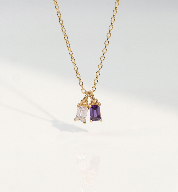 KAYA sieraden Necklace with Two Birthstones | Baguette