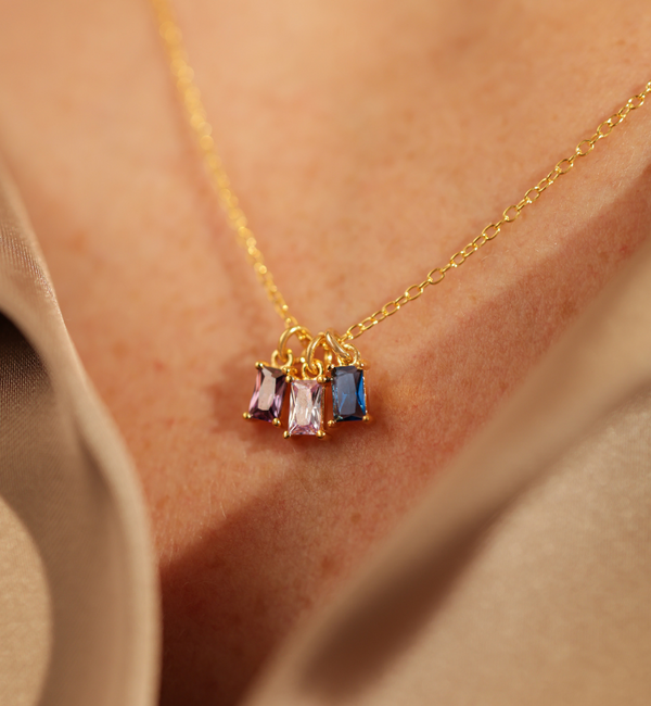 KAYA sieraden Necklace with Three Birthstones | Baguette