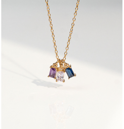 KAYA sieraden Necklace with Three Birthstones | Baguette