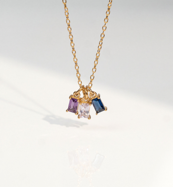 KAYA sieraden Necklace with Three Birthstones | Baguette