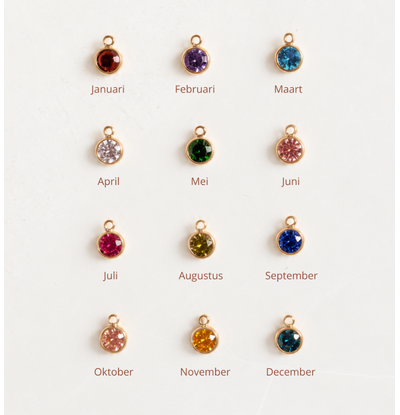 KAYA sieraden Birthstone Charm Round | Stainless Steel