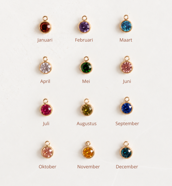 KAYA sieraden Birthstone Charm Round | Stainless Steel