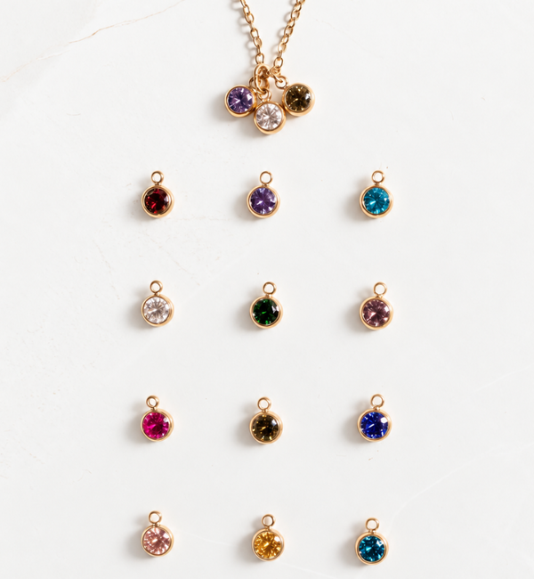 KAYA sieraden Birthstone Charm Round | Stainless Steel