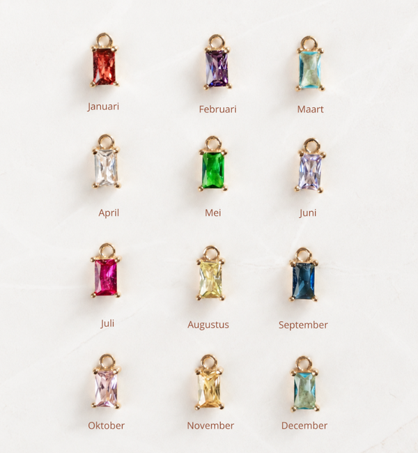KAYA sieraden Birthstone Charm Baguette