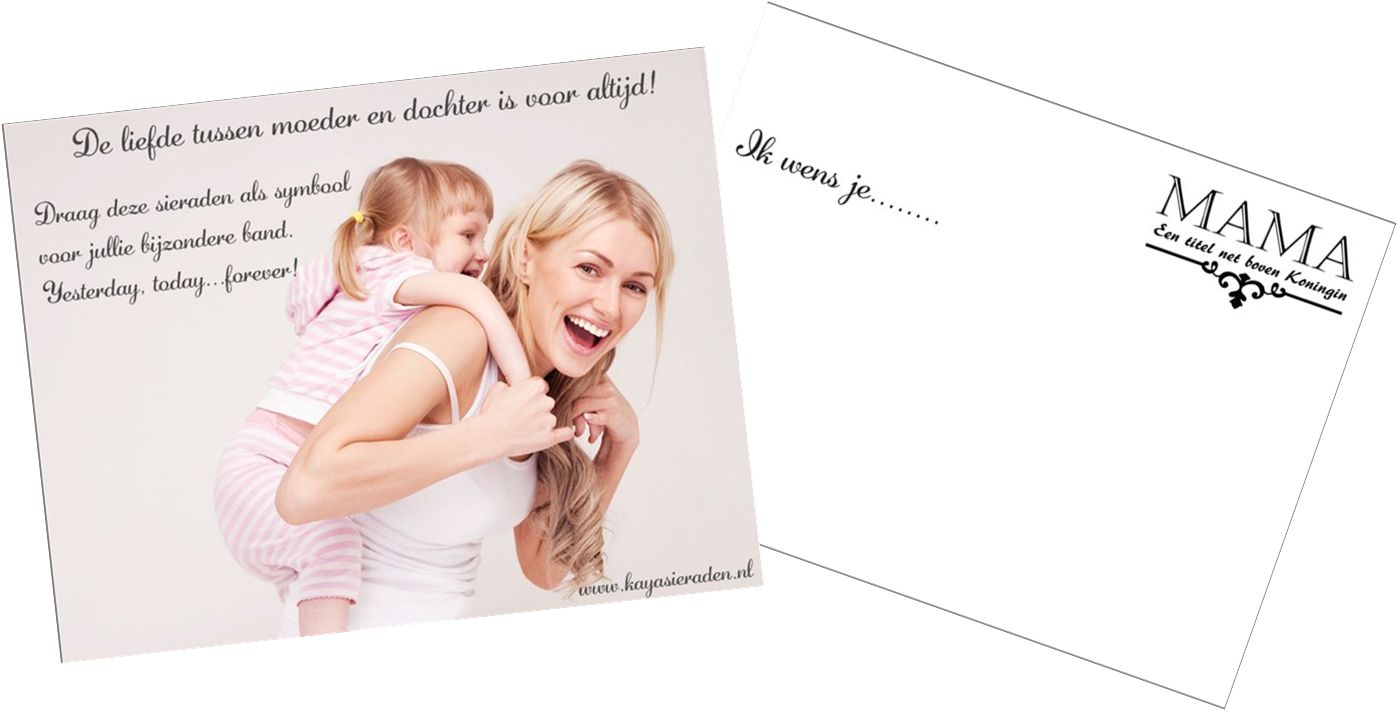 Bij elke moeder dochter set ontvang je een wenskaart!