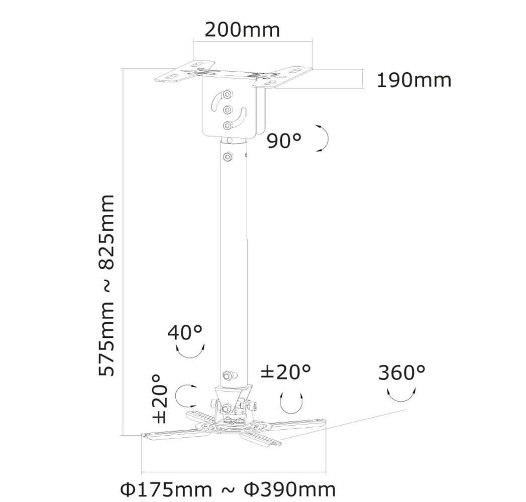 Newstar Newstar BEAMER-C100SILVER plafondbeugel Newstar Newstar BEAMER-C100SILVER plafondbeugel