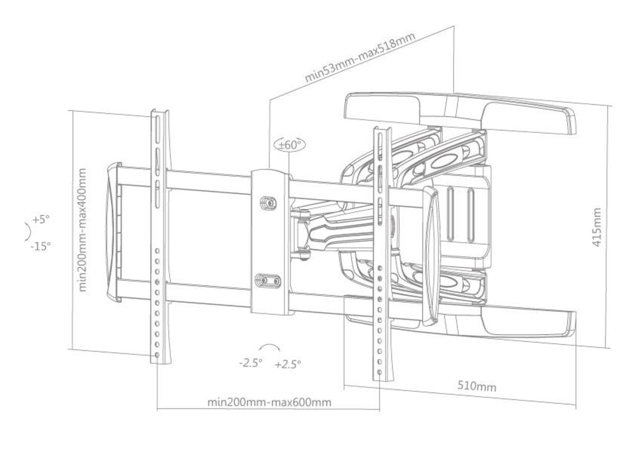 Newstar Newstar LED-W750SILVER flat panel muur steun Newstar Newstar LED-W750SILVER flat panel muur steun