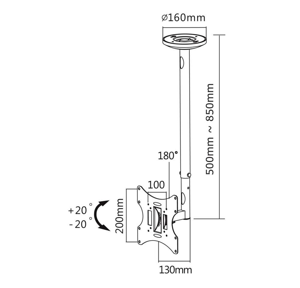 Newstar Newstar FPMA-C060BLACK flat panel plafond steun Newstar Newstar FPMA-C060BLACK flat panel plafond steun