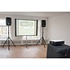 Set met beamer, projectiescherm, speakers op standaard en projectietafel huren Set met beamer, projectiescherm, speakers op standaard en projectietafel huren