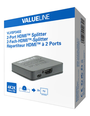 Valueline Valueline 2-poorts HDMI splitter Valueline Valueline 2-poorts HDMI splitter