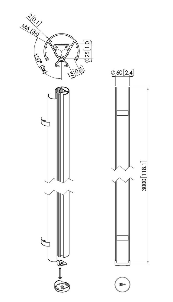 Vogel's Vogels PUC 2430B Buis 300cm Vogel's Vogels PUC 2430B Buis 300cm