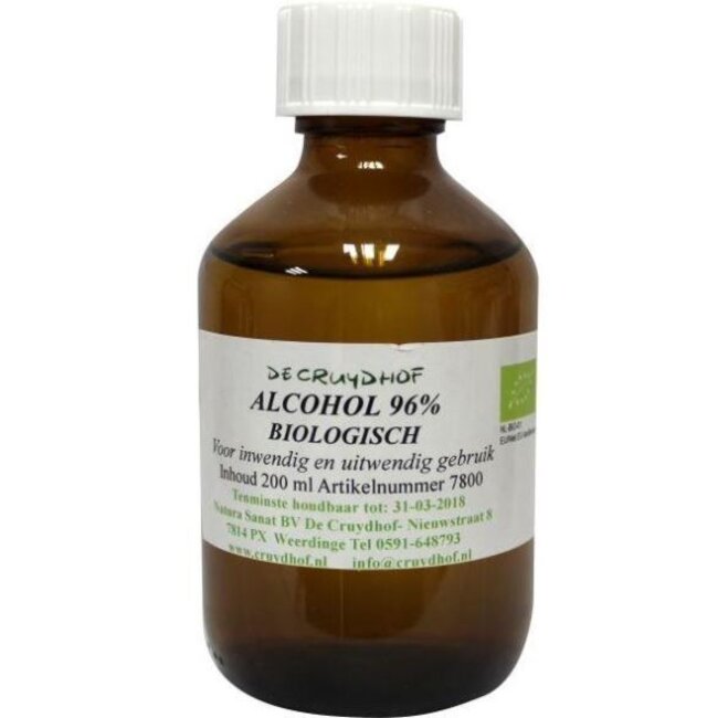 Biologische alcohol (weingeist) 96% 200 ml.