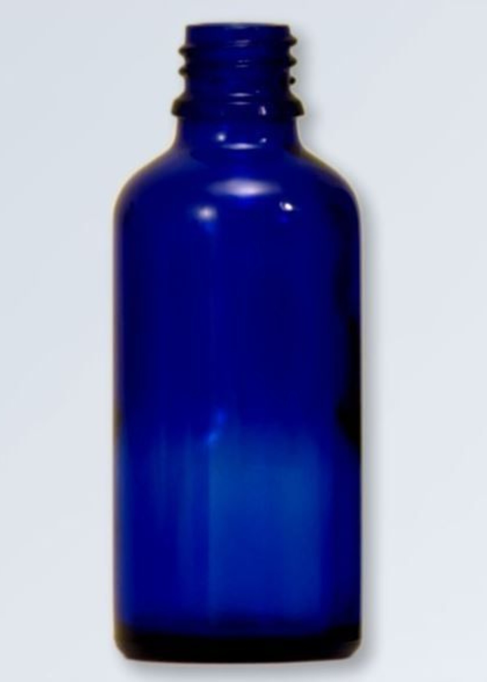 Blauwglas flesje 10 ml., DIN 18 (zonder dop)