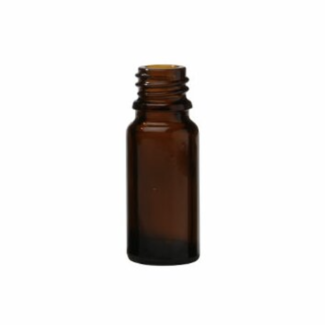 Bruinglas flesjes 10 ml., DIN 18 (zonder dop)  5 stuks