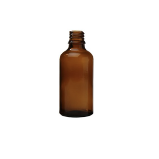 Bruinglas flesje 50 ml., DIN 18 (zonder dop)