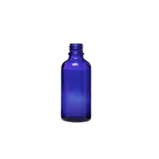 Blauwglas flesje 50 ml., DIN 18 (zonder dop)