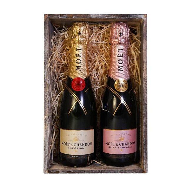 Moët & Chandon Geschenkset Kratje Impérial Brut & Rosé 2x37.5CL