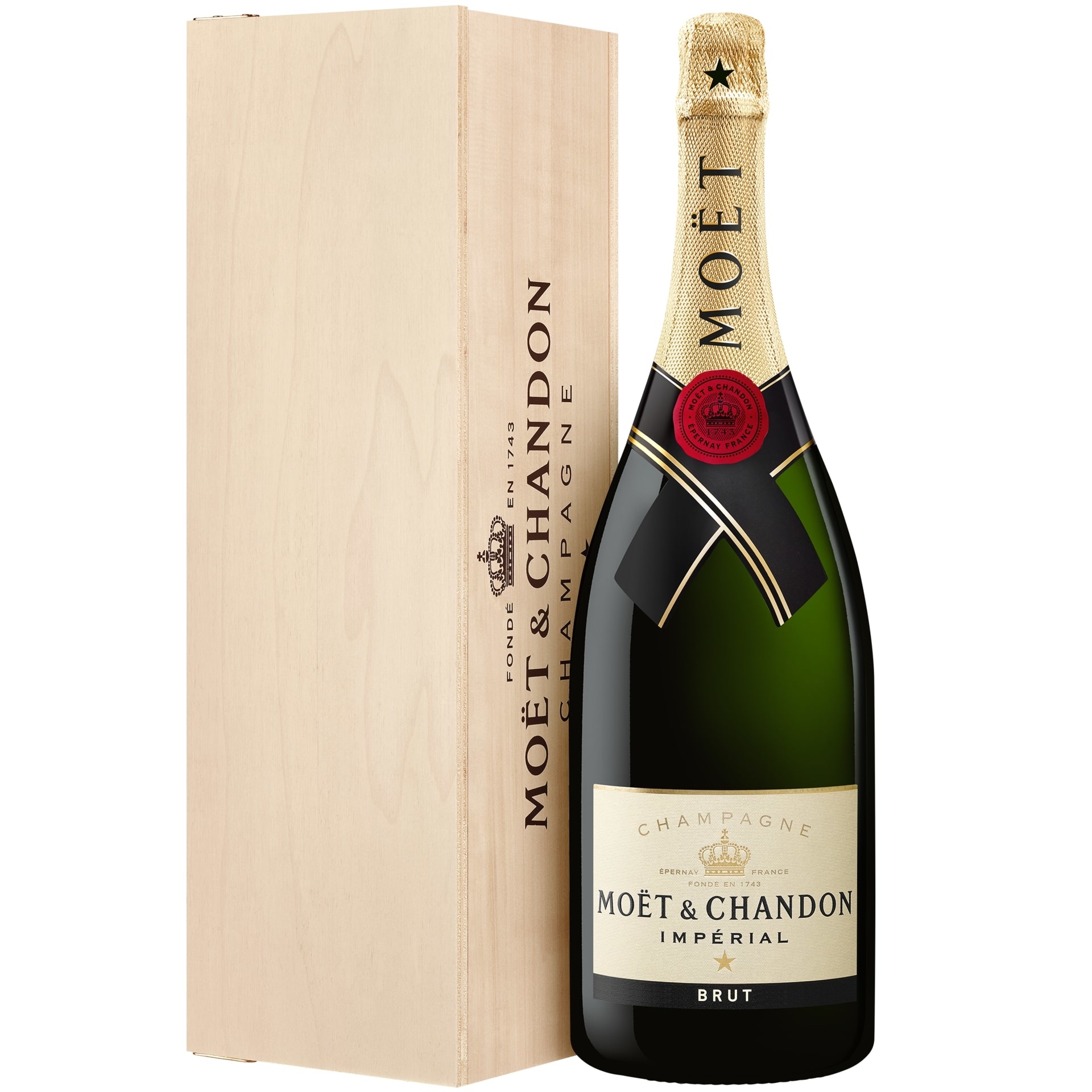 Speels krom Helm Moët & Chandon Imperial in houten kist 1,5 Liter Champagne - Club Champagne