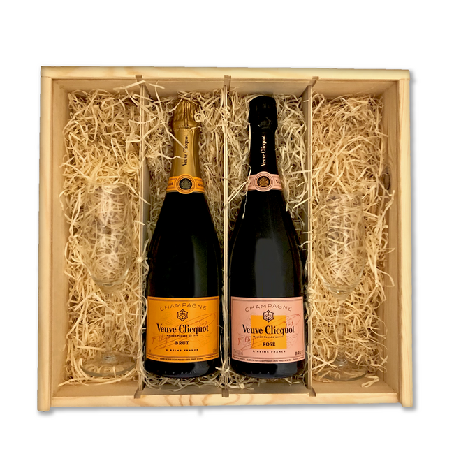 Veuve Clicquot  Veuve Clicquot Brut & Rosé in geschenkkist + 2 flutes