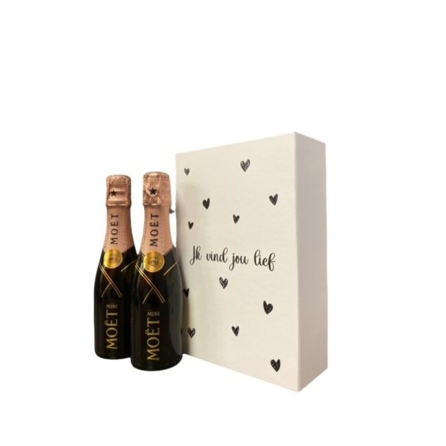 Moët & Chandon "Ik vind jou Lief" Piccolo 2x Rosé 20cl geschenkdoos