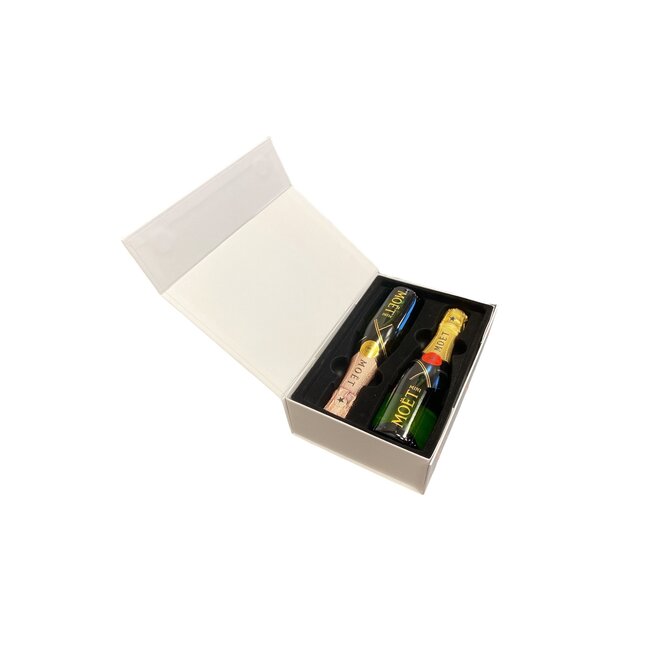 Moët & Chandon "Ik vind jou Lief" Piccolo 1x Rosé 20cl 1x Brut 20cl geschenkdoos