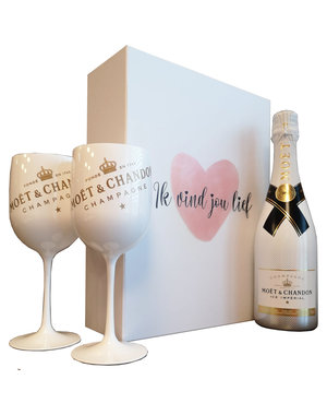 Moët & Chandon "Ik vind jou Lief"  Ice 75cl met 2 Ice glazen geschenkdoos