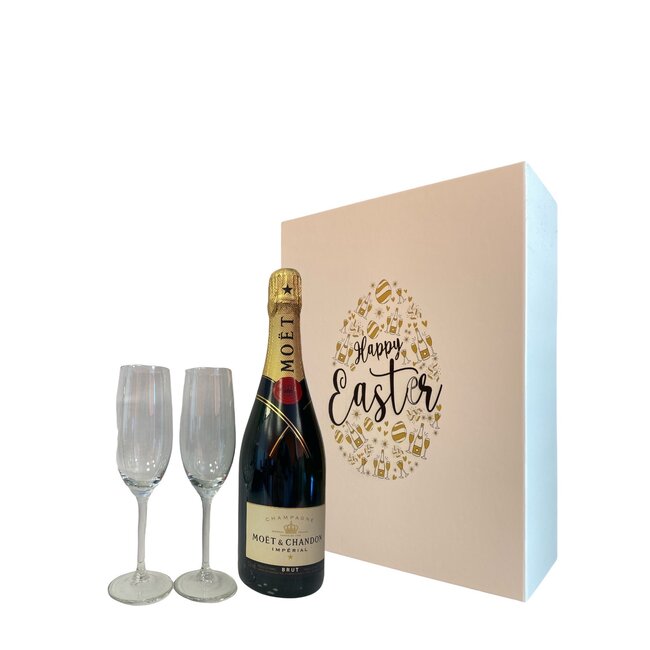 Moët & Chandon Brut 75cl met 2 flutes Paasgeschenk doos