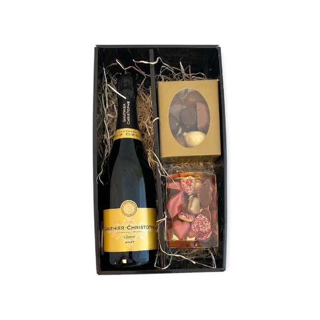 Gauthier-Christophe Brut Reserve 75CL Valentijnspakket met Chocolade