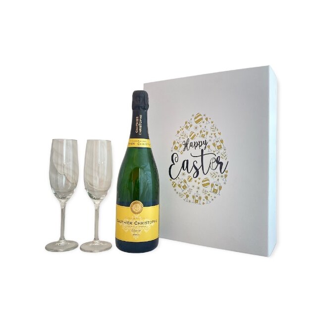 Gauthier-Christophe Brut Reserve 75CL met 2 flutes Paasgeschenkdoos