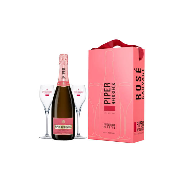 Piper-Heidsieck Rose + 2 glazen 75CL