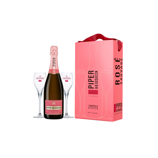 Piper-Heidsieck Rose + 2 glazen 75CL