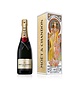 Moët & Chandon Brut 75cl Luxe metalen giftbox Alfons Mucha gele jurk