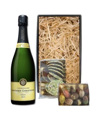 Gauthier-Christophe Paaspakket Brut Reserve 75CL met Luxe Paaschocolade en Paasflikken