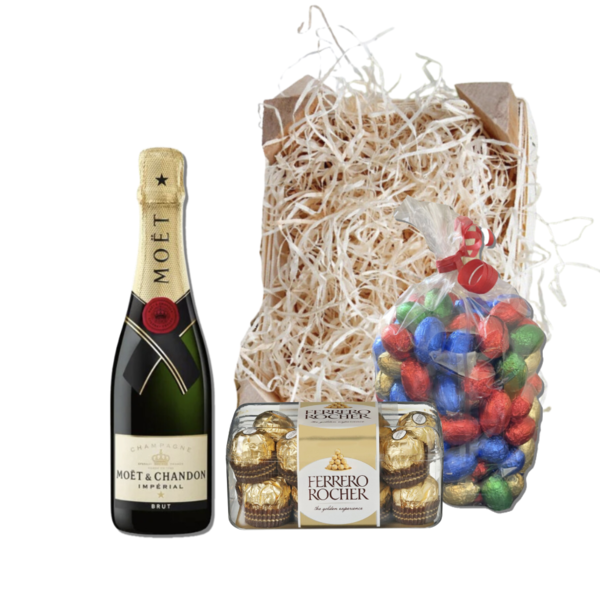 Moët & Chandon Paaspakket Brut 37,5cl met Paaseitjes en Ferrero Rocher