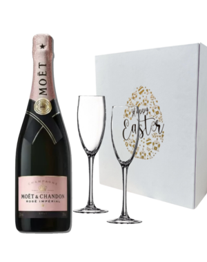 Moët & Chandon Rosé 75cl met 2 flutes Paasgeschenkdoos