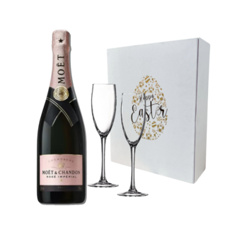 Moët & Chandon Rosé 75cl met 2 flutes Paasgeschenkdoos