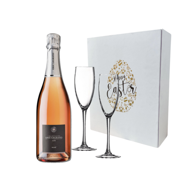 Eric Legrand Rosé 75cl met 2 flutes Paasgeschenkdoos