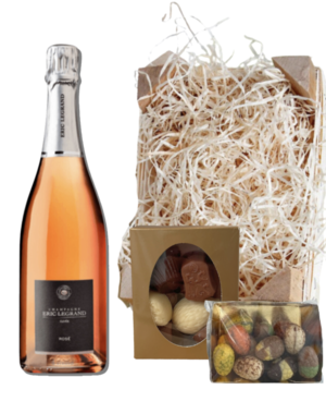 Eric Legrand Paaspakket Champagne Rosé 37,5CL met Luxe Paaschocolade en Bonbons